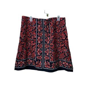 Talbots Woman's Pencil Skirt Deep Blue & Red Paisley‎ Design Lined Size 18W